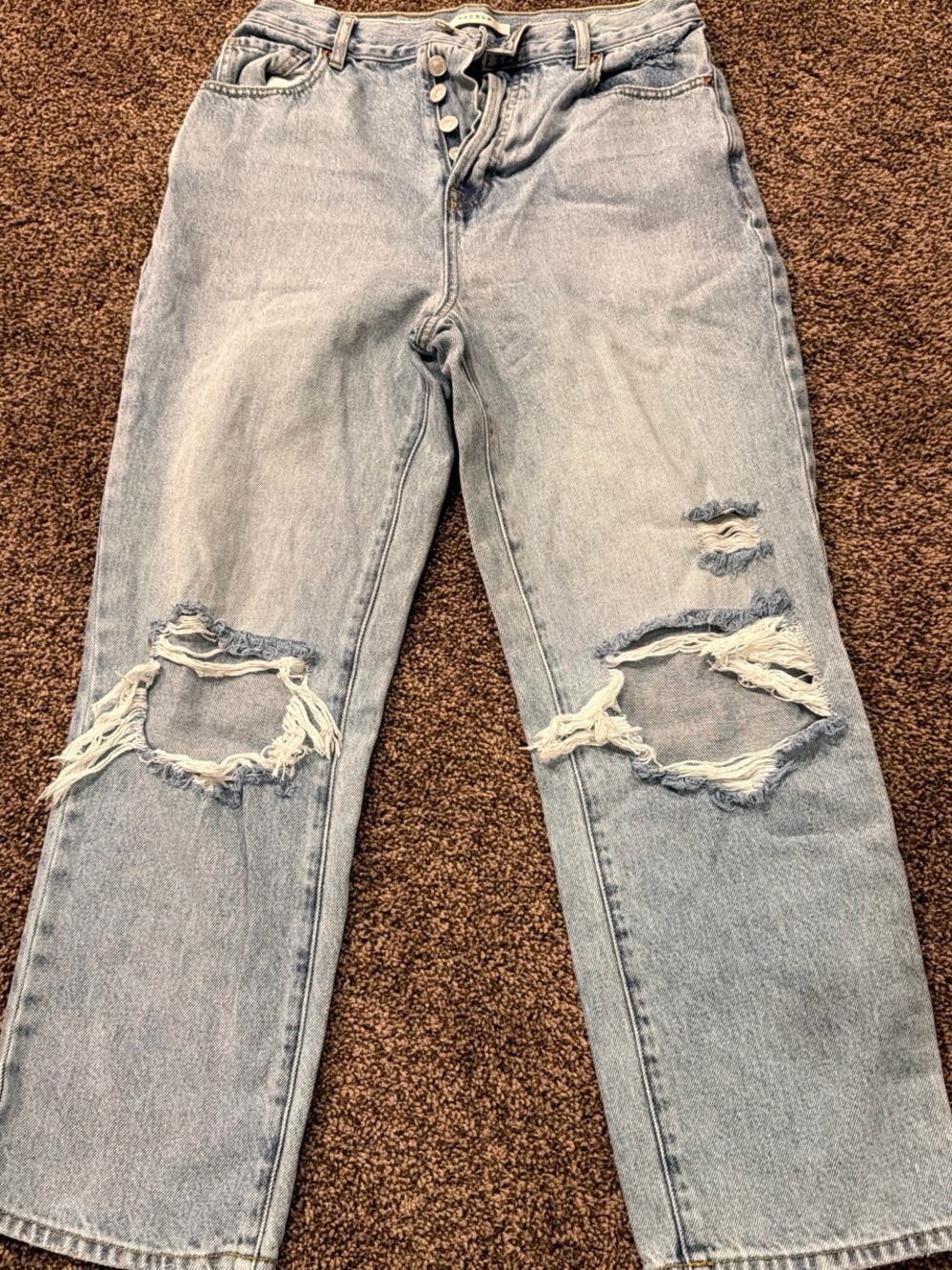 PacSun Light Blue Distressed Straight Leg Jeans